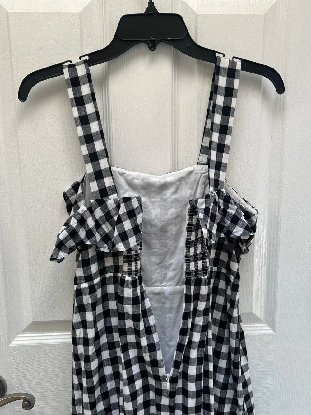 J. Crew Black and White Gingham Ruffle Sundress Size 0